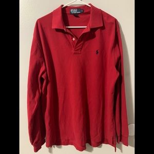 Polo By Ralph Lauren Red Long Sleeve Polo Size L